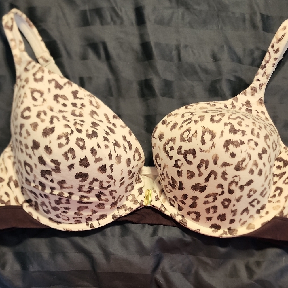 Leopard Print Women's Bra 46D front Close